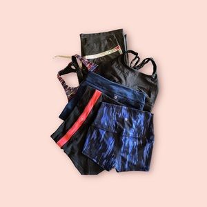 Bundle of lululemon, sports bras, work out shorts, spandex shorts, yoga pants